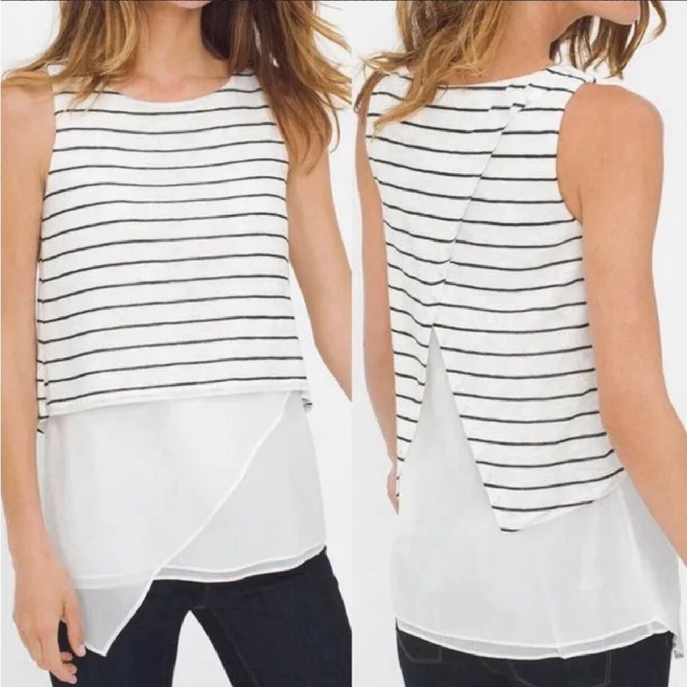 Chic Striped Black and White Layered Tank Top